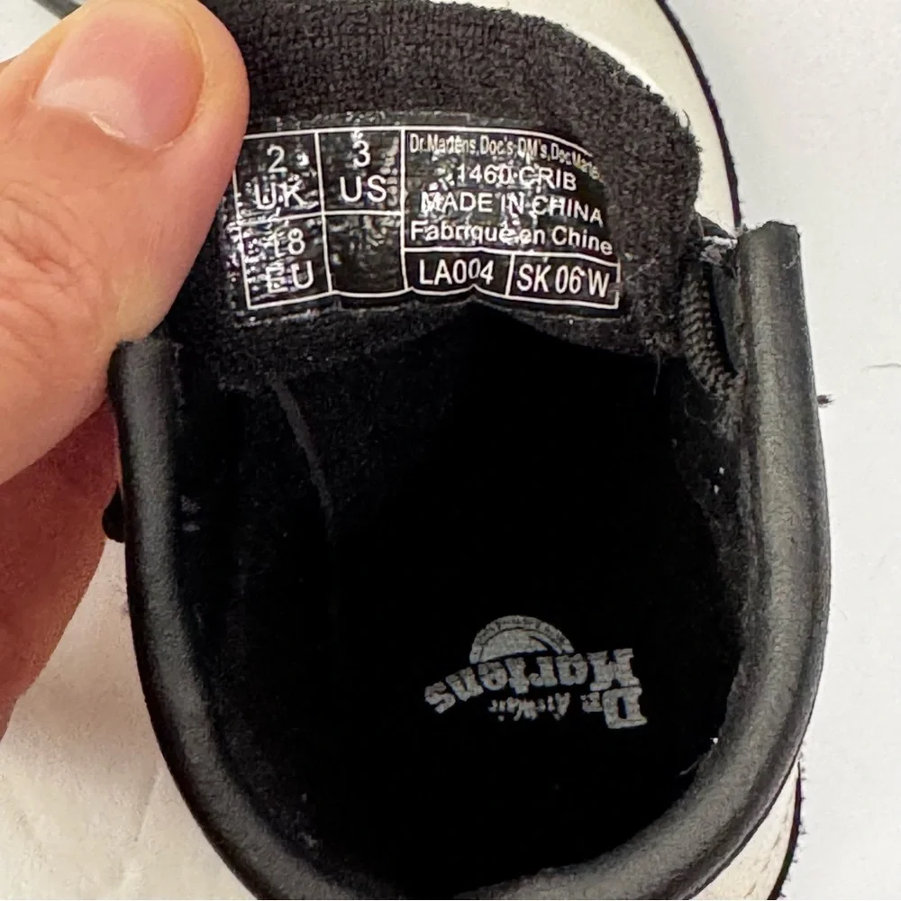 Dr. Martens White and Black Combat Boots baby size 3